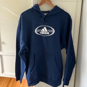 Men's Adidas Blue Hoodie Pullover, Fleece, Drawstring Sweater